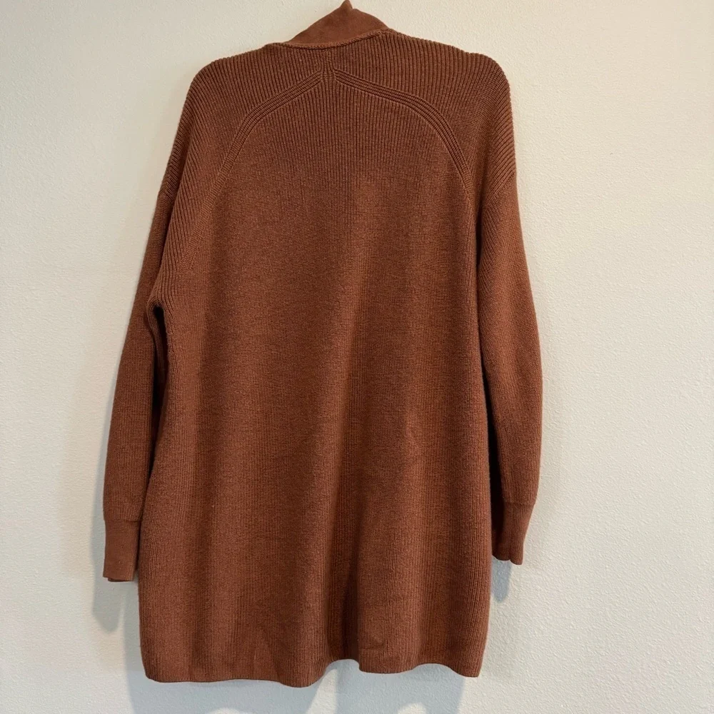 Lululemon Merino Wool-Blend Ribbed Open Front Sweater Cardigan Pockets 6 - Picture 2 of 5